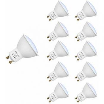 Bombillas LED, GU10 7w Equivalente 60W Halógena, 3000K Blanco Cálido, 540Lm, 120 Degree ángulo AC 220-240V, Pack de 10
