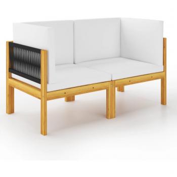 2-Seater Garden Bench with Cushions - Solid Acacia Wood