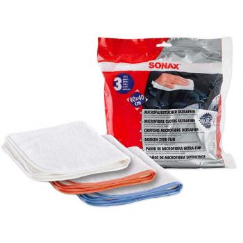 SONAX 04507000 Paños de microfibra ultrafinos eliminan residuos de pulimentos o sellados de pintura 40x40cm