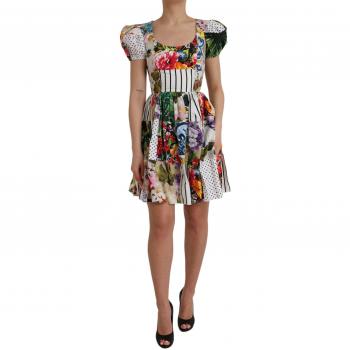 Dolce & Gabbana Multicolor Patchwork Cotton Aline Mini Dress - IT38 | XS