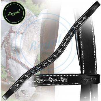 Royal Designer Metallic Running Horse U-Shaped Brow Band.