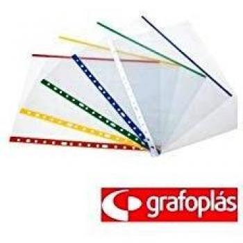 Grafoplás Bolsa 10 Fundas Polipropileno Folio 16 Taladro, Color Azul