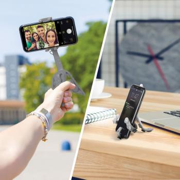 Celly Squiddy - Trípode de Silicona para Smartphone/Cámara de Acción con 6 Patas, Color Gris