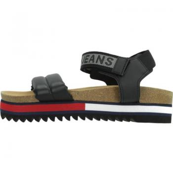 Sandalias de Mujer Tommy Jeans Modelo Flag Outsole Color Negro EN0EN02122