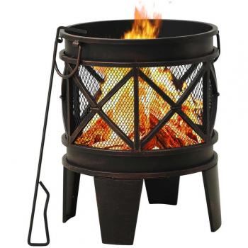 vidaXL Rustic Fire Pit with Poker Φ42x54 cm Steel