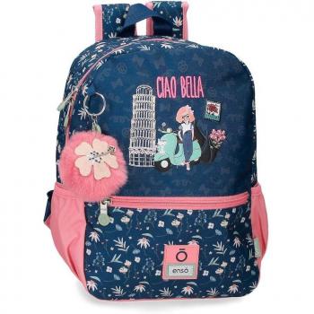 Enso Mochila de Paseo Ciao Bella 32 cm Azul Marino con Bolsillos Laterales Fabricada en Poliéster