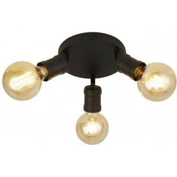 Plafonnier Spot Dance Acier doux Noir 3 ampoules Ø 30 cm, downlight de techo, 3 luces, negro, metal, E27