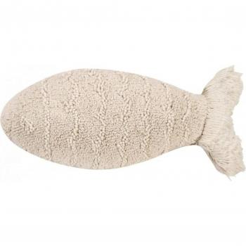 Cojín Pescado Algodón Azul/Natural 60x27 cm