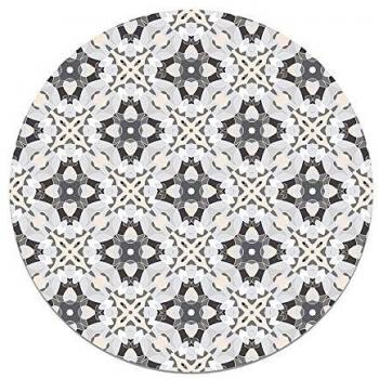 Alfombra Vinílica Redonda Antideslizante e Ignífuga Modelo Oriental Gris 150x150 cm - Ideal para Cocina y Salón