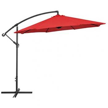 Sombrilla colgante roja redonda Ø 300 cm inclinable protección UV 50+