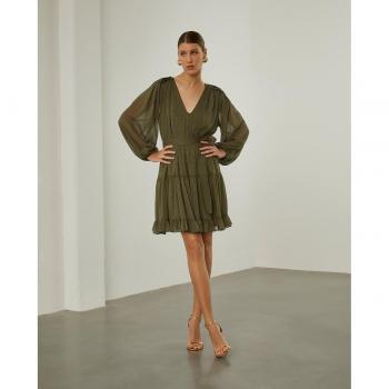 Vestido corto estampado con bolas de Lion of Porches en caqui oscuro