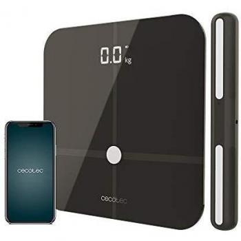 Cecotec Báscula de baño Healthy Pro Dark Grey Pro. App, Conectividad Bluetooth, Barra con sensores para medición bioimpedancia, 15 Parámetros, Diseño extraplano