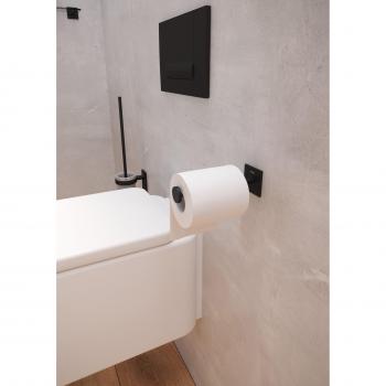 Portarrollo sin tapa Bath+ Stick Negro mate