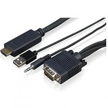 Adaptador de Cable Sony VGA a HDMI con Conector 3.5mm en Color Negro