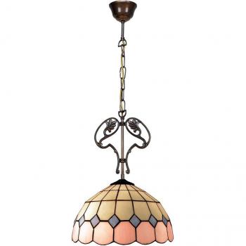 Lámpara de Techo Viro Pink Rosa con cadena y adorno fundición con pantalla Tiffany diámetro 30 cm