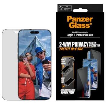 Protector de Pantalla PanzerGlass Privacidad Ultra-Wide Fit Fastfit in-a-box - Transparente - iPhone 17 Pro Max
