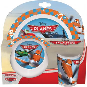 STOR 36490 - Set de melamina con Orla, 3 Piezas, Plato, Cuenco y Vaso, diseño Planes