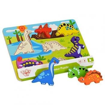 Puzzle Grueso Montessori de Dinosaurios - Juego de Encaje de Formas