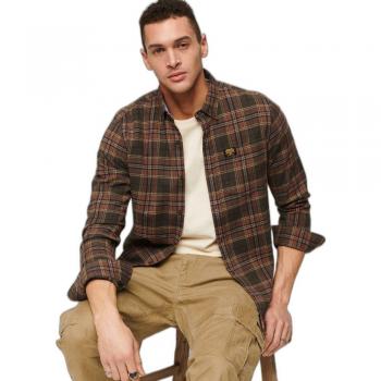 Superdry Long-Sleeved Organic Cotton Lumberjack Shirt in Olive Green, XXL