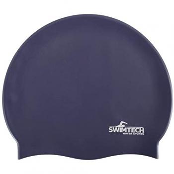 SwimTech Silicone Bathing Cap - Unisex One Size, Navy Blue