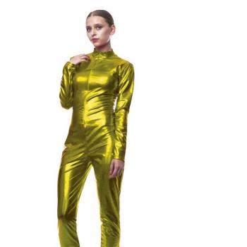 Mono Metálico con Cierre Frontal Dorado para Mujer