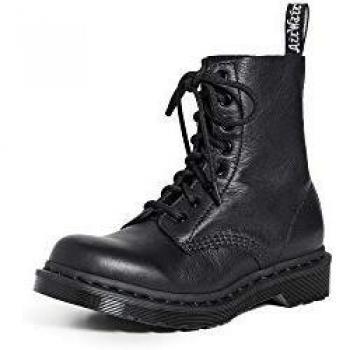 Dr. Martens Women's Lace-up Boots, Black Leather, Size 8 US with Logo Tab