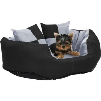 Cojín para perro reversible y lavable gris y negro 65x50x20 cm