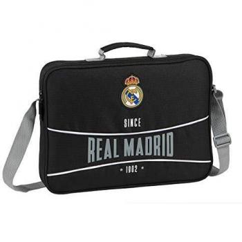 safta 612024385 Bolso Maletín Cartera extraescolares niño Real Madrid CF, Negro