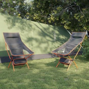 Sillas de camping plegables 2 uds tela Oxford y aluminio color negro y rojo, negro y naranja