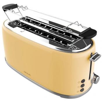 Tostador Cecotec Toast&Taste 1600 Retro Double, 1630W, Capacidad para Cuatro Tostadas, Dos Ranuras Largas, Diseño Retro, Color Beige