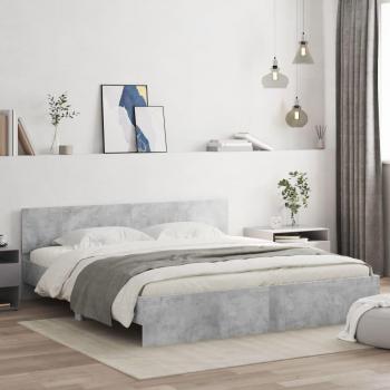 Cama con cabecero de hormigón gris 180x200 cm