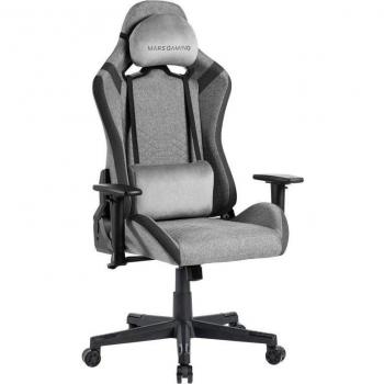 Mars Gaming MGC-Pro Silla Gaming Profesional, Tela Transpirable, Reposabrazos 2D Ajustables, Respaldo Reclinable hasta 135°, Cojines Lumbar y Cervical