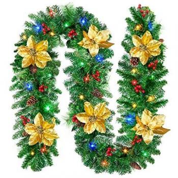 SHareconn Corona de Navidad Artificial preiluminada de 9 ft