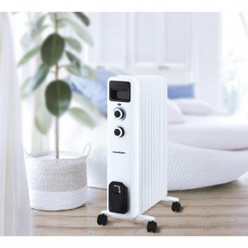 Radiador de Aceite Blaupunkt HOR501 2500W para 22 m², Blanco y Negro