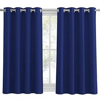 PONY DANCE Cortinas Azules Infantiles Opacas con Ollaos - Telas Termicas Aislantes Frio Calor Antimoscas Insonorizantes Accesorios de Ventana Habitacion de Bebé, 2 Uds, 132 x 137 cm