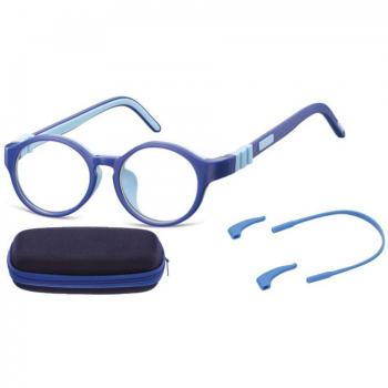 SmartBuy Kids Round Full Rim Plastic Prescription Glasses - Blue - Size 42 - Blue Light Block Available - Free Lenses