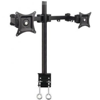 Allcam AM12D Dual Twin LCD/Led Monitor Desk Mount Bracket for 15-27 Screens : Tilt up/Down 15°, Freely Swivel Left/Right: 360°, Freely Rotate: 360°
