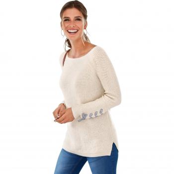 Jersey con Tiras Cruzadas en Las Mangas Mujer by Vencastyle - 024374,Beige Arena VIGORÉ,3XL