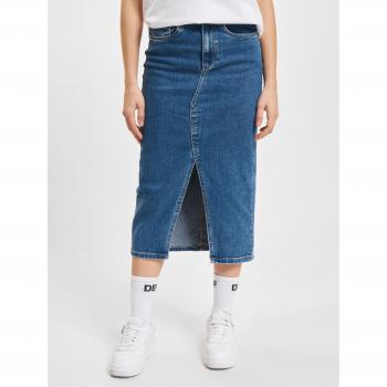 Only Siri Front Slit Medium Blue Denim Skirt