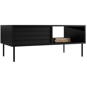 Mesa de Centro Angular Charlotte Y103, Aglomerado Laminado, Negro, 100 x 55 x 45 cm