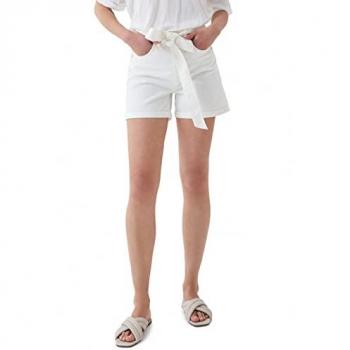 Pantalones Cortos Faith Push In de Mujer en Color Crudo con Cinturón y Tiro Alto