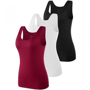 vislivin Camisetas sin Mangas Casuales elásticas Supersoft Camisole para Mujer Negro/Blanco/Vino Rojo XXL