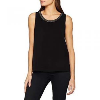 Only Onlthea SL Top Wvn Camiseta sin Mangas, Negro