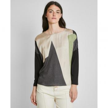 Camiseta de mujer de manga larga con estampado abstracto