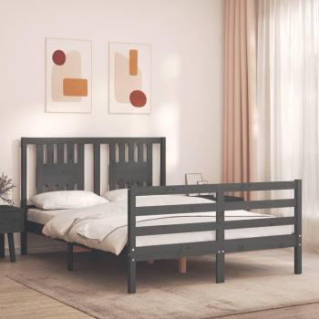Cabecero doble de madera maciza gris para cama de matrimonio Vidaxl