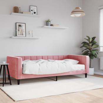 Sofá cama con colchón de terciopelo rosa 90x200 cm