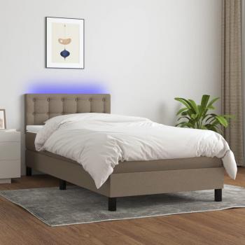 Cama box spring suave con colchón y luces LED Tortoria 80x200 cm Tela Gris Taupe