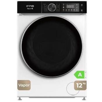 Lavadora de Carga Frontal Evvo Nature R12, 12 kg, 1400 RPM, Clase A, Motor Inverter, 13 Programas, Función Vapor, Color Blanco