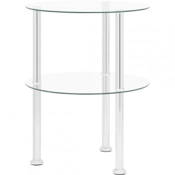 vidaXL 2-Tier Side Table Transparent 38 cm Tempered Glass