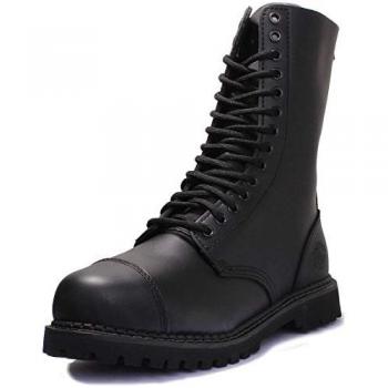 Grinders Herald Black 14 Eyelet Unisex Mid Calf Steel Toe Military Boots - Size UK 4